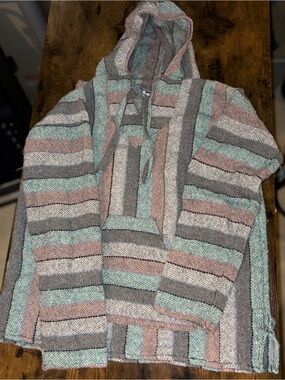 size large baja hoodie - made in mexico mint, pink, grey, white